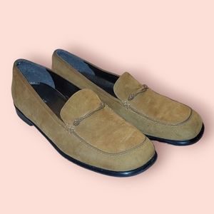 tan suede Stuart Weizmann loafers
